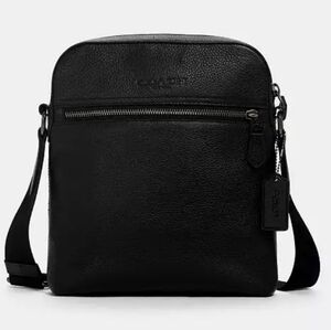 FLASH SALE $40 Coach Flight Black Pebbled Leather Messenger Crossbody LIKE NEW